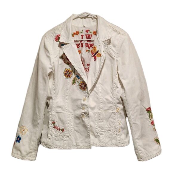 Johnny Was Jackets & Blazers - Johnny Was JWLA Floral Embroidered White 100% Cotton Jacket Size Large